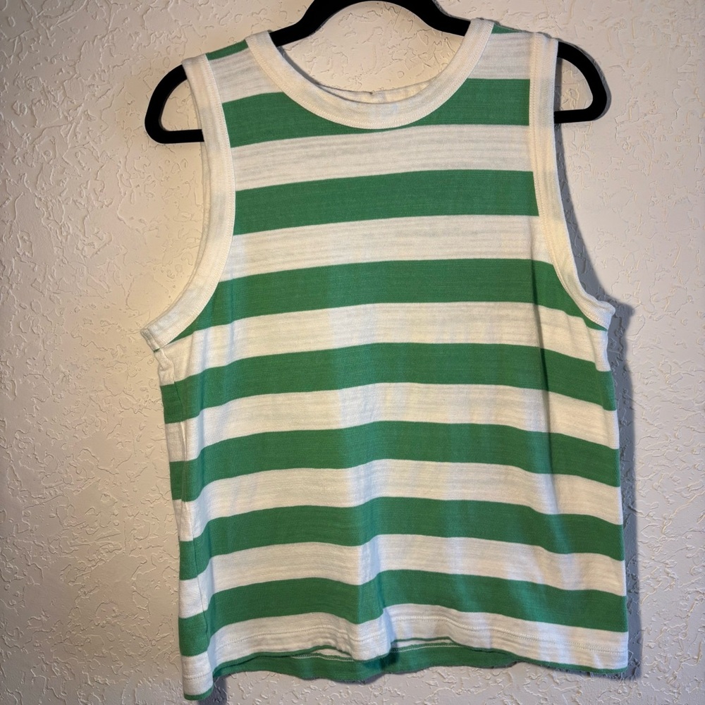 Loft Women’s Tank Top Size Large Green and White